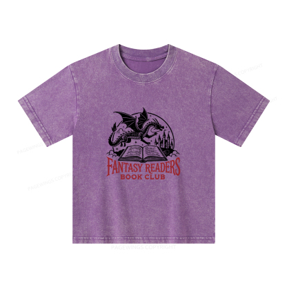 Pagewings Fantasy Readers Book Club Unisex Kids Washed T-shirt