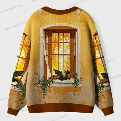 Pagewings Dragons Reading Unisex Ugly Cardigan Sweaters