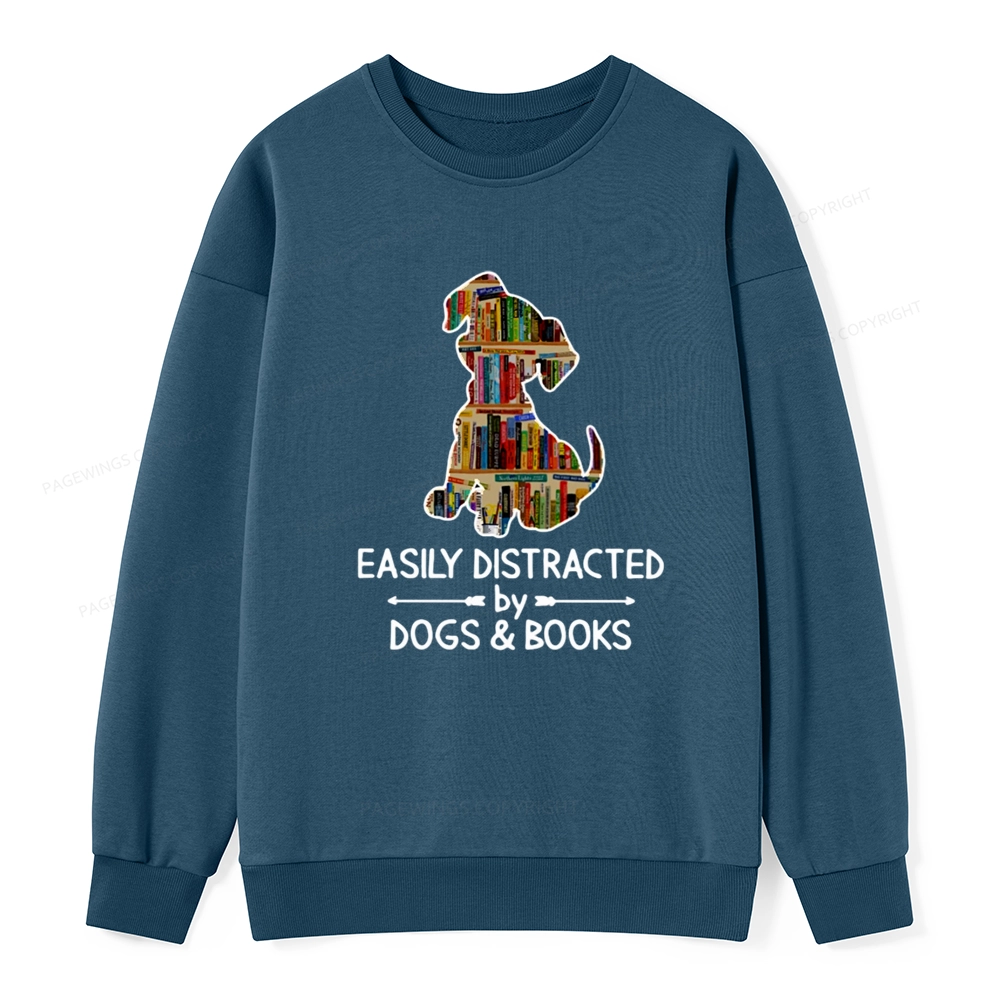 Pagewings Easily Distracted By Dogs And Books Unisex Classic Sweatshirt