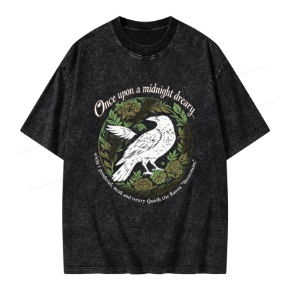 Pagewings Once Upon a Midnight Dreary Unisex Washed T-shirt