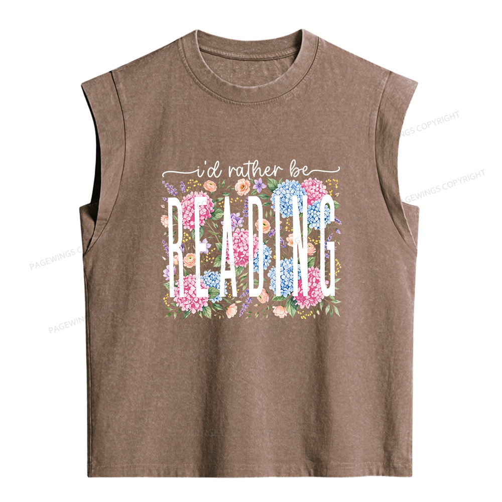 Pagewing I’d Rather Be Reading Bookish Women's Washed Tank Top