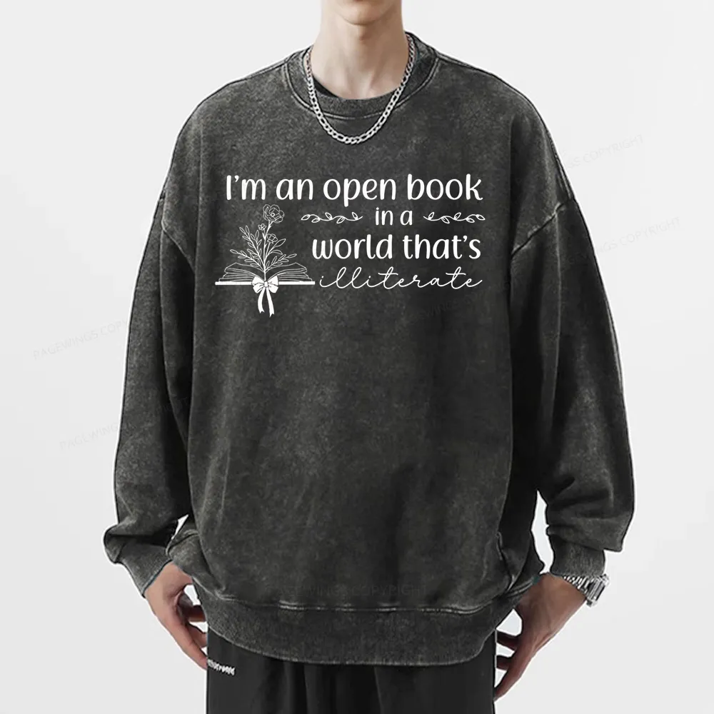 Pagewings An Open Book in a World Unisex Washed Sweatshirt