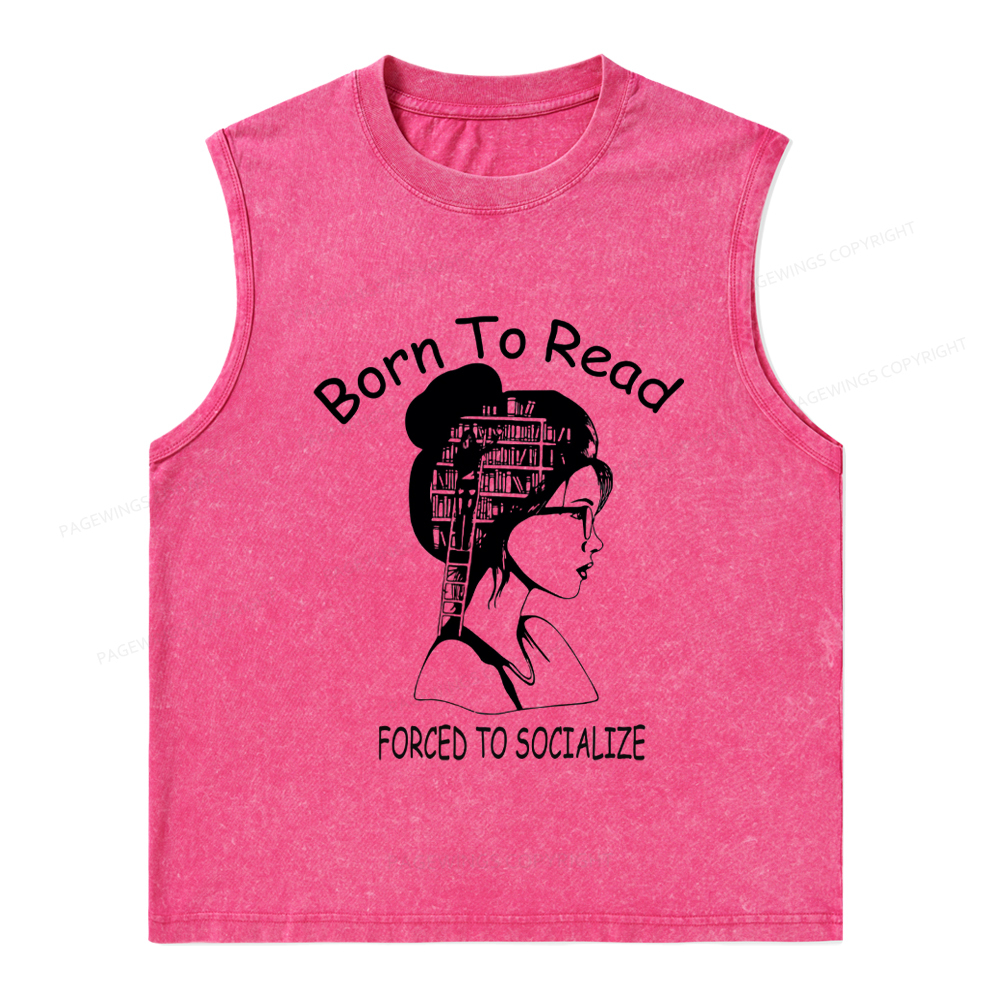 Pagewings Born To Read Unisex Washed Tank Top