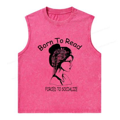 Pagewings Born To Read Unisex Washed Tank Top