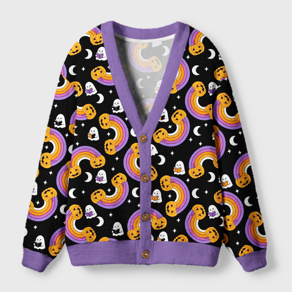 Pagewings Halloween Bookish Light Knit Unisex Cardigan Sweaters