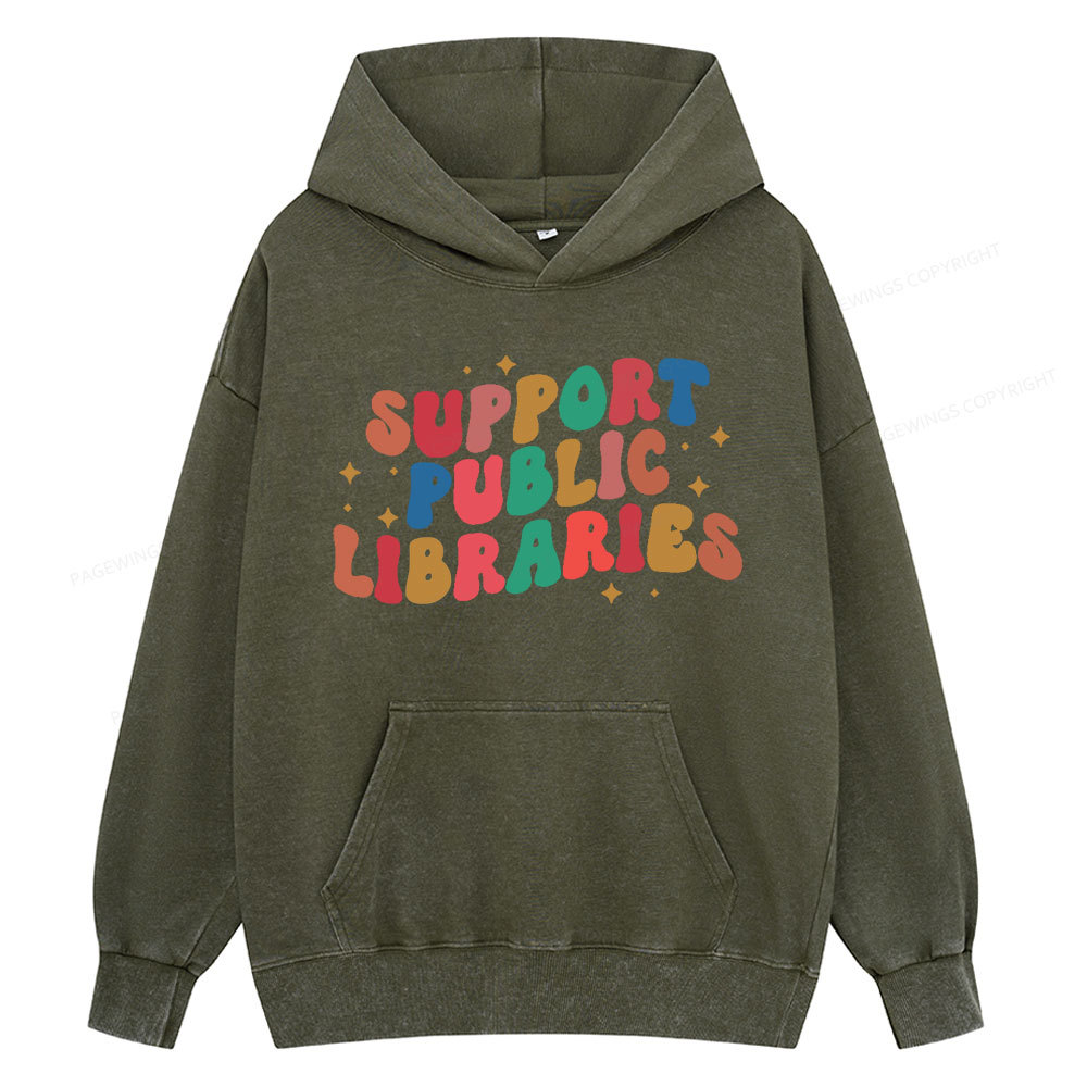 Pagewings Public Library Unisex Washed Hoodie