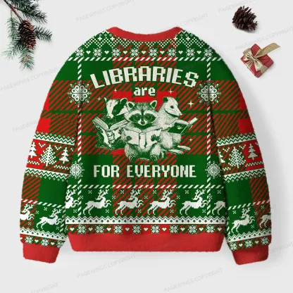 Pagewings Libraries Are For Everyone Unisex Ugly Knit Sweatshirt