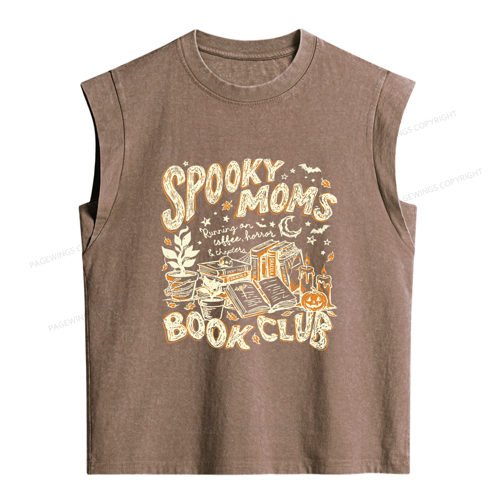 Pagewings Spooky Moms Book Club Women's Washed Tank Top