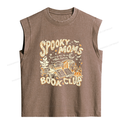 Pagewings Spooky Moms Book Club Women's Washed Tank Top