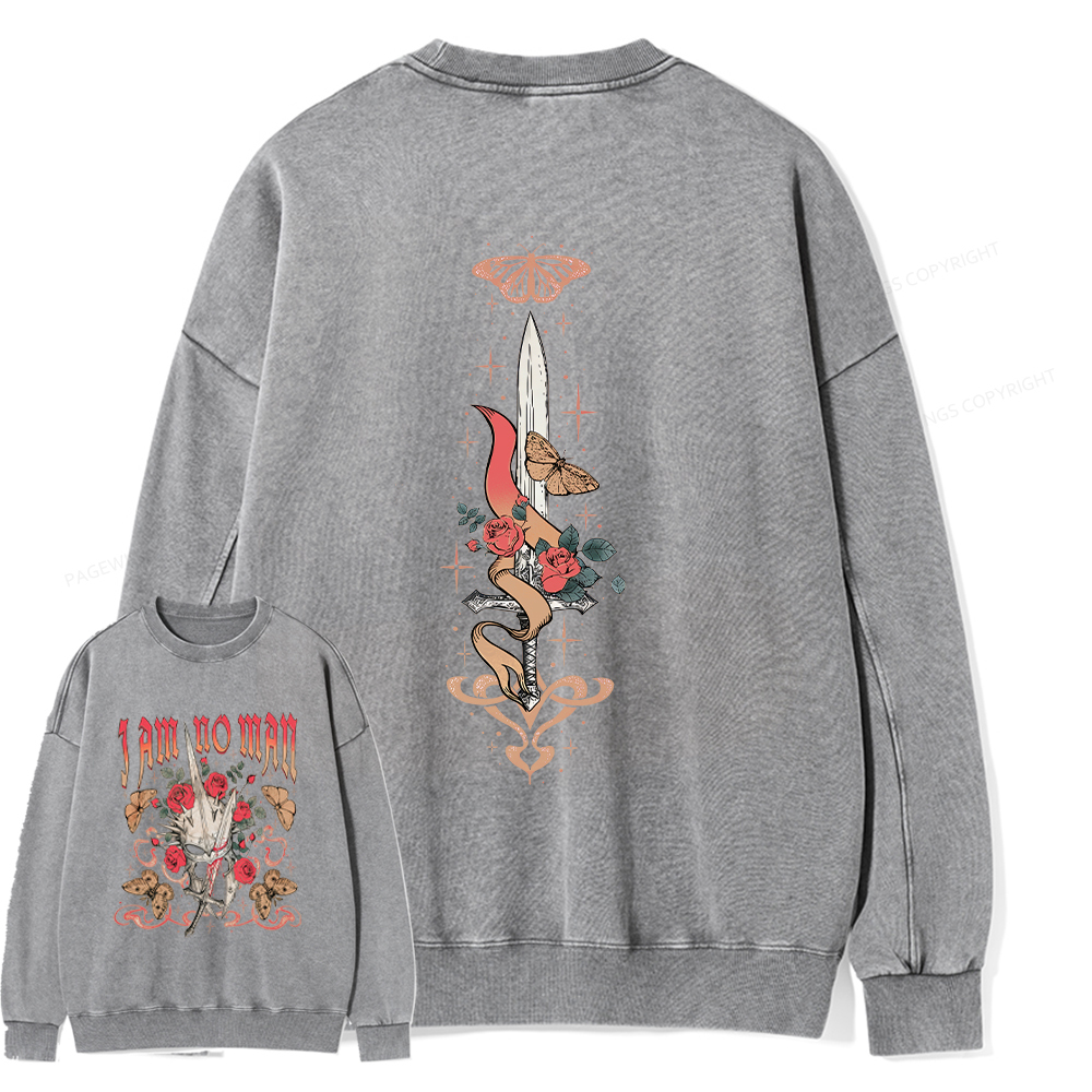 Pagewings I Am No Man Unisex Washed Sweatshirt