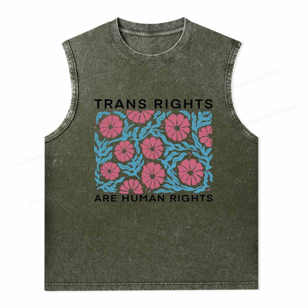 Pagewings Trans Rights Are Human Rights Washed Tank Top