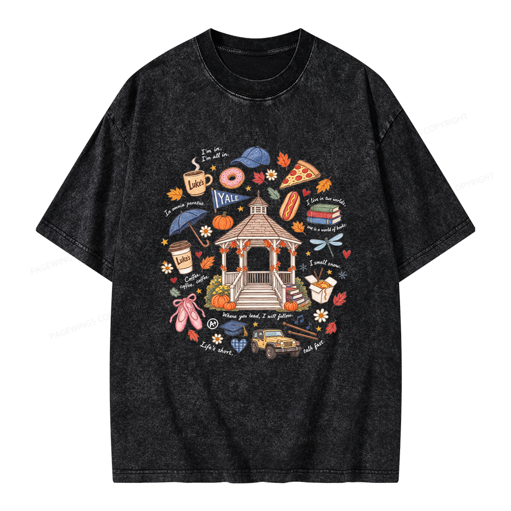 Pagewings Cozy Autumn Book Lover Unisex Washed T-shirt