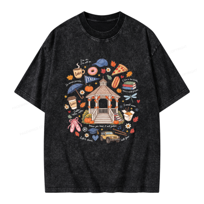 Pagewings Cozy Autumn Book Lover Unisex Washed T-shirt