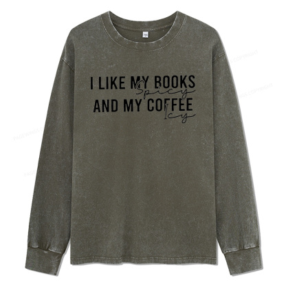 Pagewings I Like My Books And My Coffee Unisex Washed Long Sleeve T-shirt