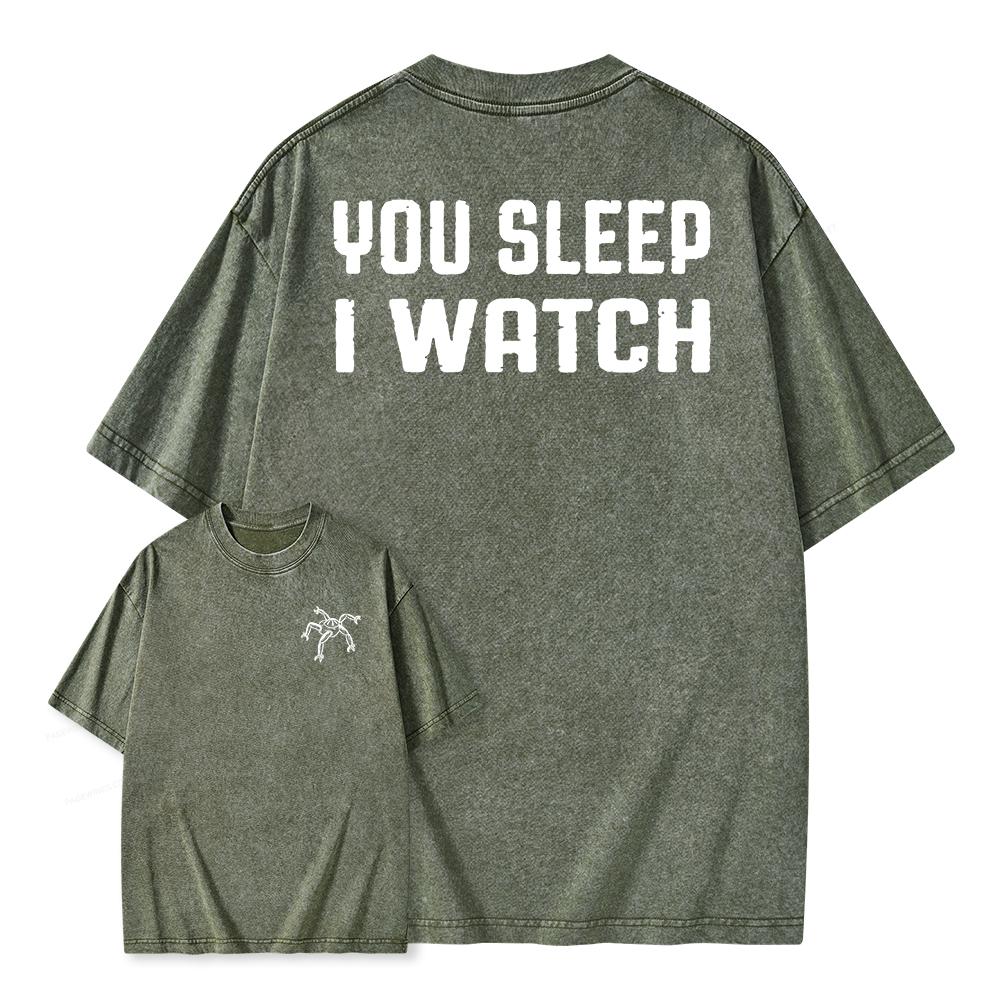 Pagewings You Sleep I Watch Unisex Washed T-shirt