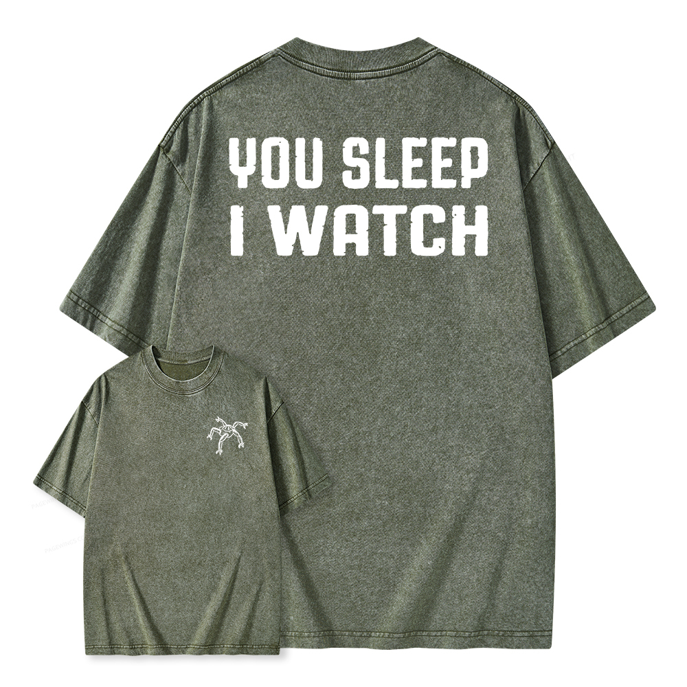 Pagewings You Sleep I Watch Unisex Washed T-shirt