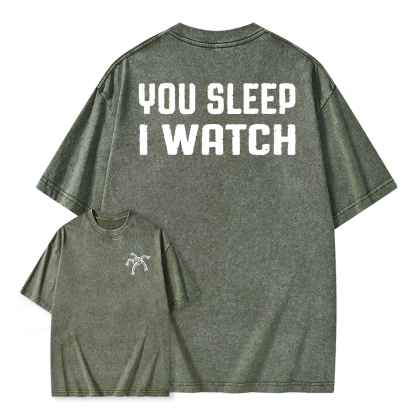 Pagewings You Sleep I Watch Unisex Washed T-shirt