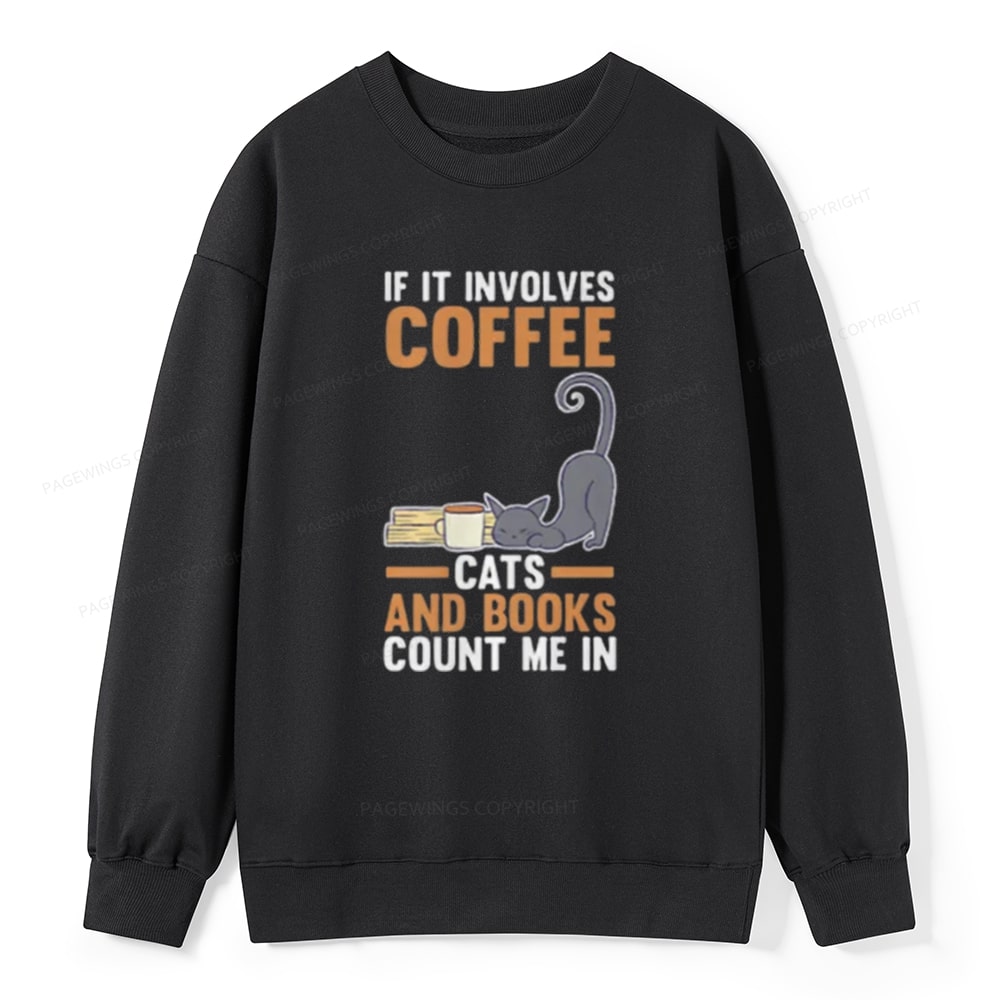 Pagewings Cats Reading Books Coffee T Shirts Unisex Classic Sweatshirt