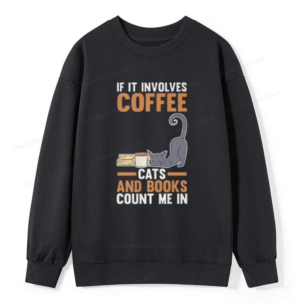 Pagewings Cats Reading Books Coffee T Shirts Unisex Classic Sweatshirt