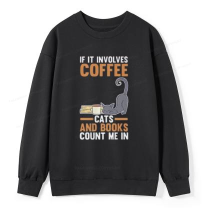 Pagewings Cats Reading Books Coffee T Shirts Unisex Classic Sweatshirt