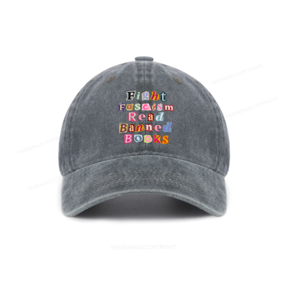 Pagewings Fight Fascism Read Books Washed Cap