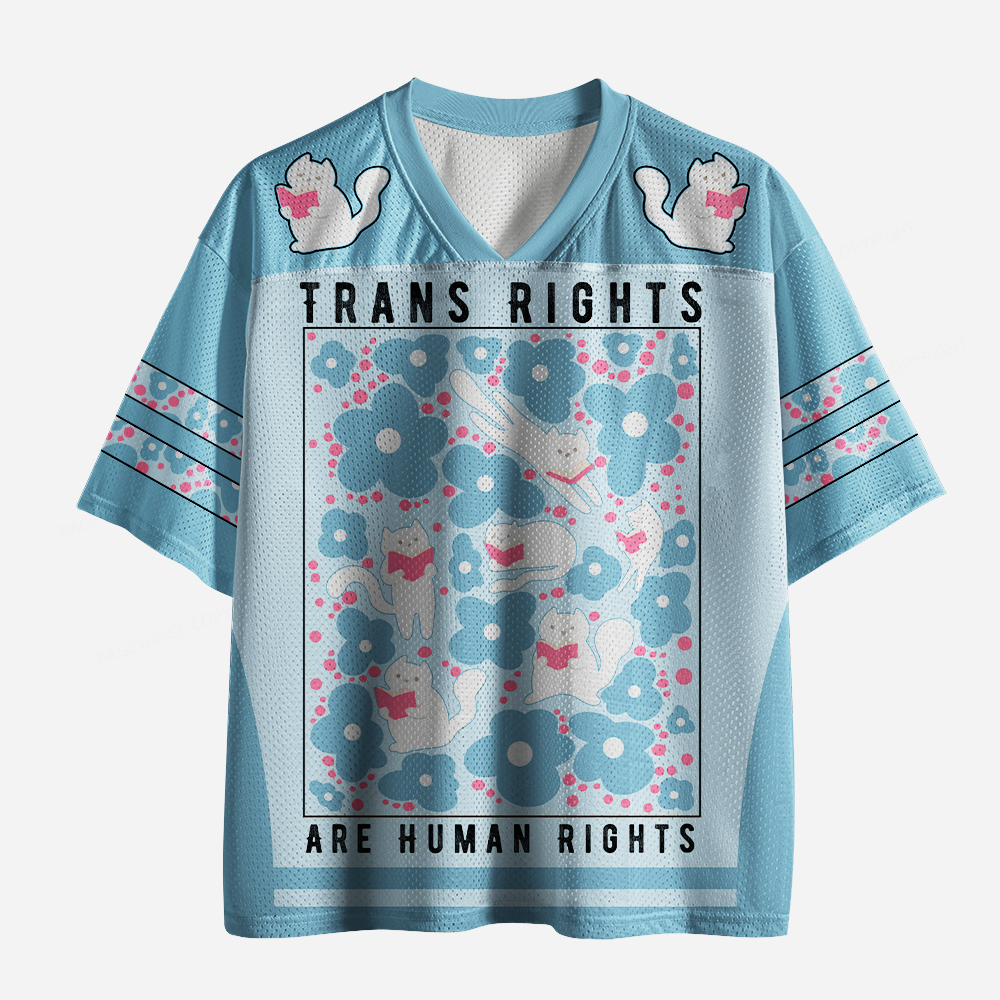 Pagewings Trans Rights Are Human Rights Unisex Mesh Jersey