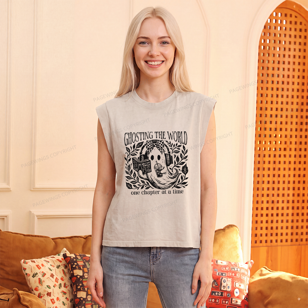 Pagewings Ghost Reading Women's Washed Tank Top