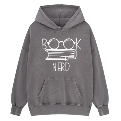 Pagewings Book Nerd Unisex Washed Hoodie