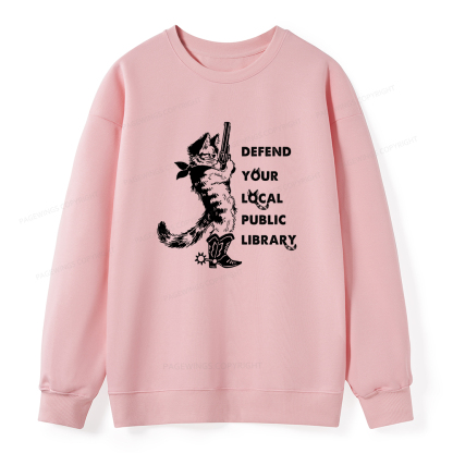 Pagewings Cat Defend Your Local Public Library Unisex Classic Sweatshirt