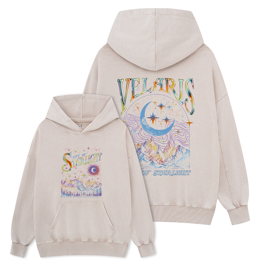 Pagewings Velaris City Of Starlight ACOTAR Two-Sided Unisex Washed Hoodie