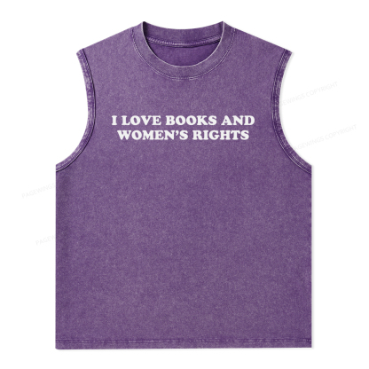 Pagewings I Love Books And Women's Rights Unisex Washed Tank Top