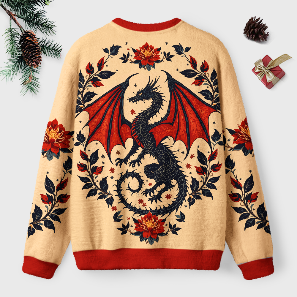 Pagewings Book Dragon Unisex Ugly Light Knit Sweatshirt