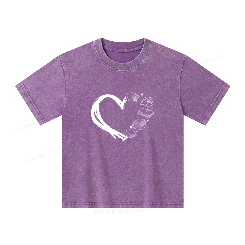 Pagewings Love of Books Unisex Kids Washed T-shirt
