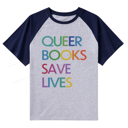 Pagewings Queer Books Save Lives Raglan T-shirt