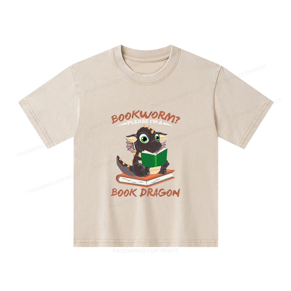 Pagewings Book Dragon Unisex Kids Washed T-shirt
