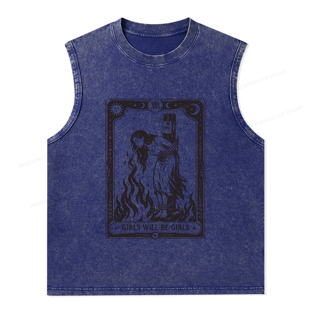 Pagewings Girls Will Be Girls Unisex Washed Tank Top