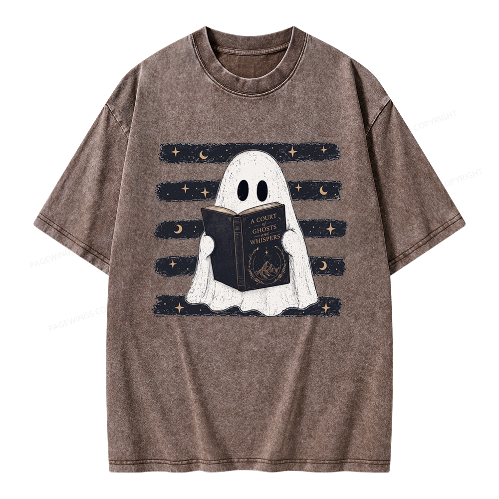 Pagewings A Court of Ghosts and Whispers Unisex Washed T-shirt