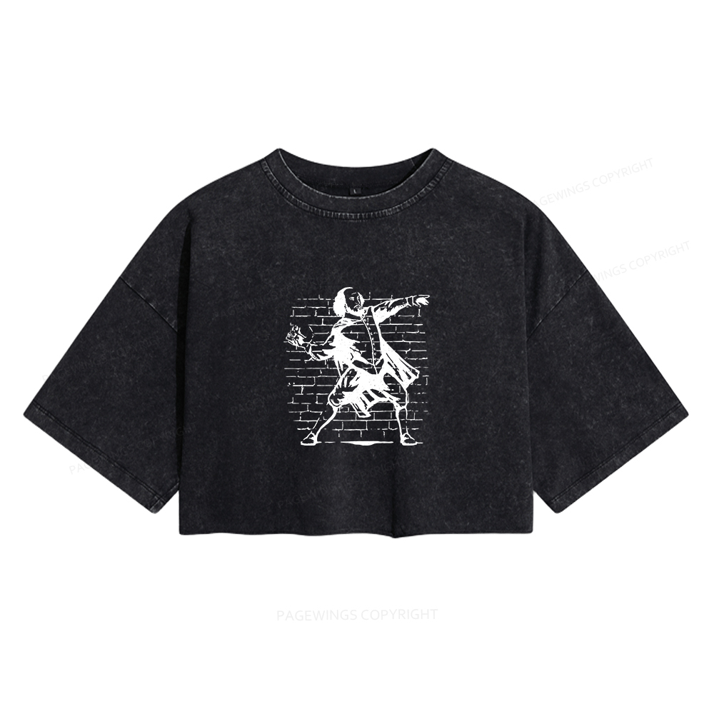 Pagewings The Poet Women's Washed Cropped T-shirt