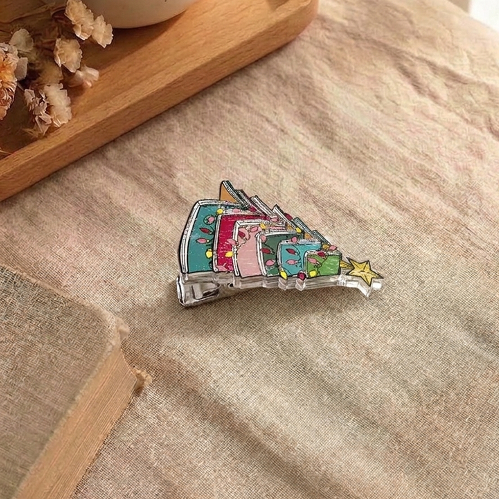 Pagewings Christmas Book Tree Acrylic Hair Clip