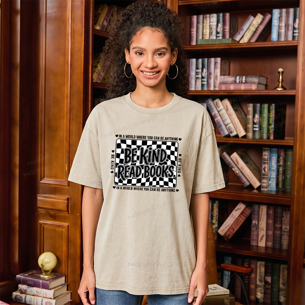Pagewings Be Kind Read Books Unisex Washed T-shirt