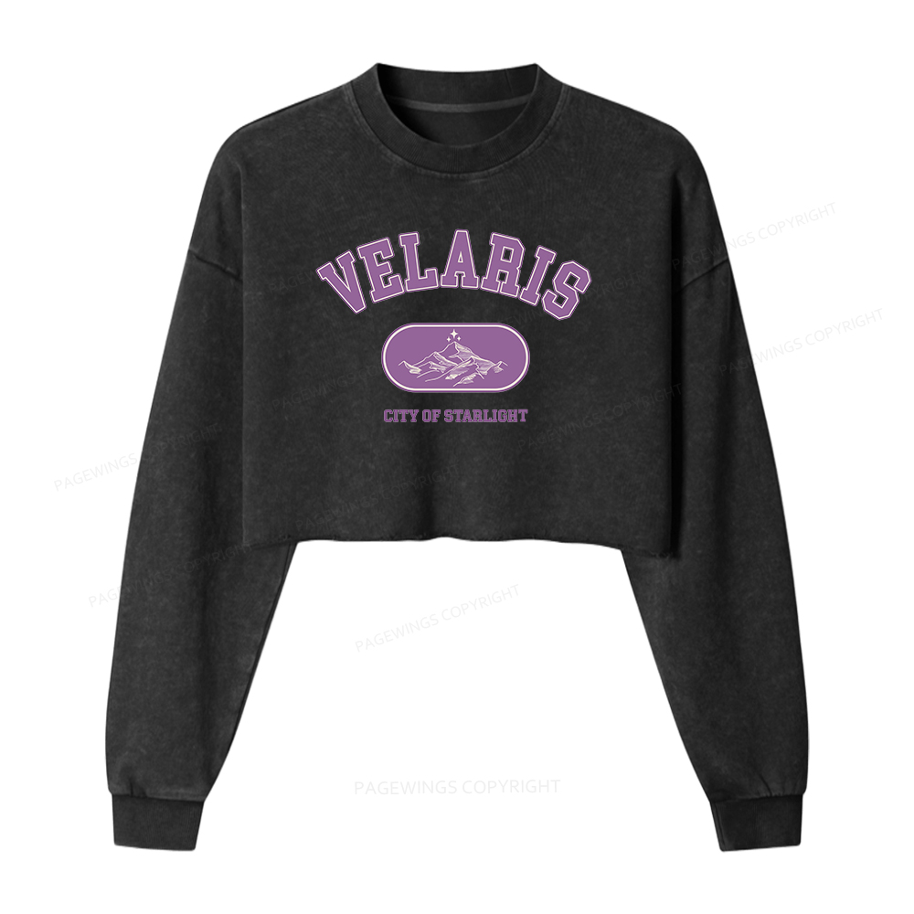 Pagewings Fantasy Book Lover Washed Crop Sweatshirt