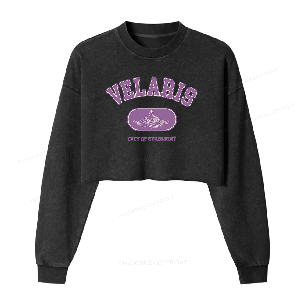 Pagewings Fantasy Book Lover Washed Crop Sweatshirt