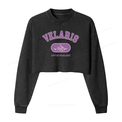 Pagewings Fantasy Book Lover Washed Crop Sweatshirt