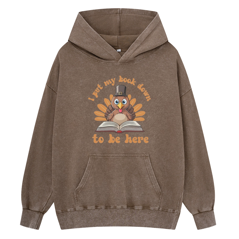Pagewings Funny Thanksgiving Book Unisex Washed Hoodie