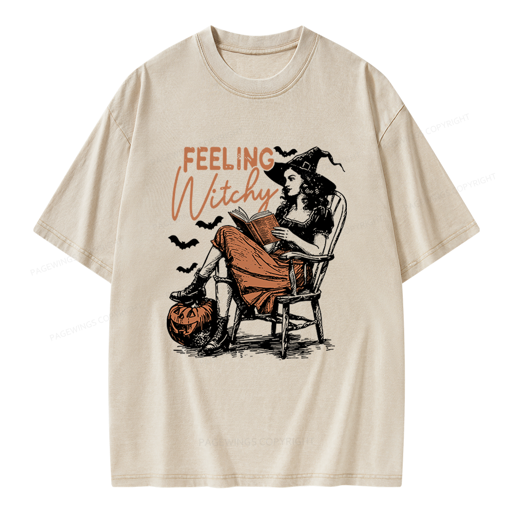 Pagewings Feeling Witchy Unisex Washed T-shirt