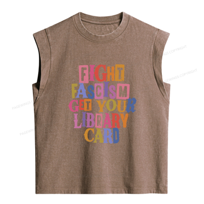 Pagewings Get Your Library Card Women's Washed Tank Top