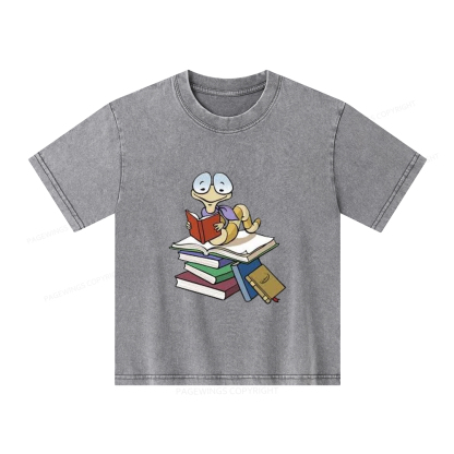 Pagewings Reading Snail and Book Unisex Kids Washed T-shirt