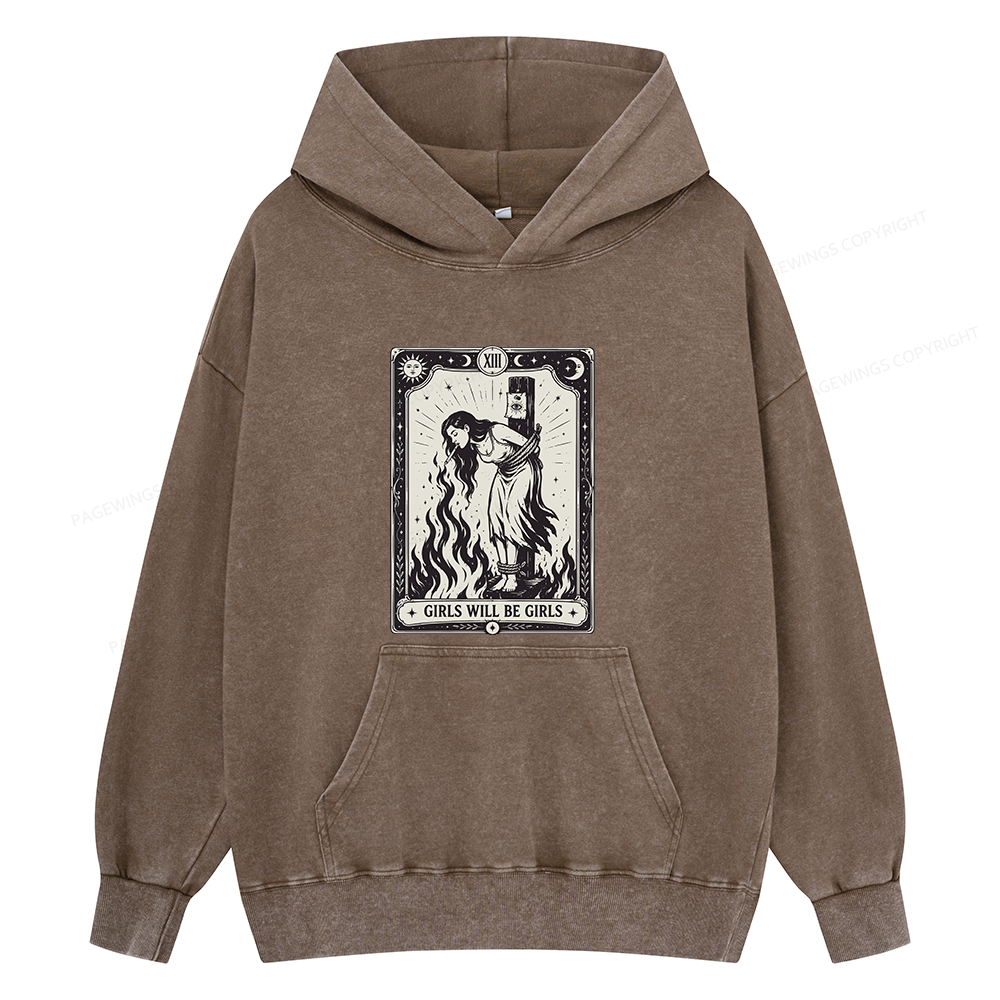 Pagewings Girls Will Be Girls Unisex Washed Hoodie
