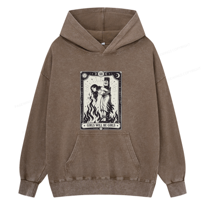 Pagewings Girls Will Be Girls Unisex Washed Hoodie