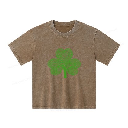 Pagewings St Patricks Day Shirt Lucky Reading Shirt Unisex Kids Washed T-shirt
